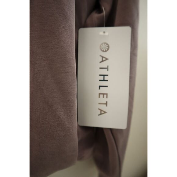 Athleta 473718-032 Women's Sz S Mauve Seasoft 1/4 Zip Bubble Hem Sweatshirt - Picture 4 of 13